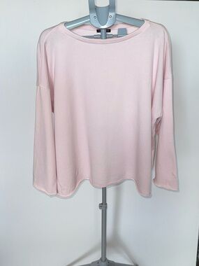 Eileen Fisher Pink Oversized Boat Neck Long Sleeve Top 1X